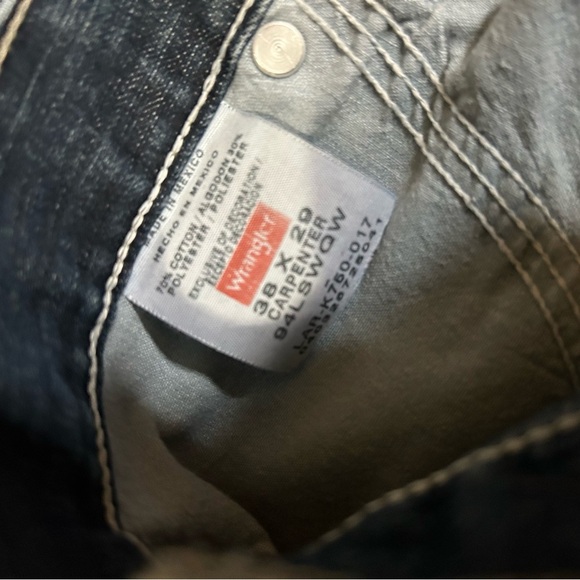 Wrangler Relaxed Carpenter Blue Jeans Durable Cotton 38x29 - Picture 7 of 9